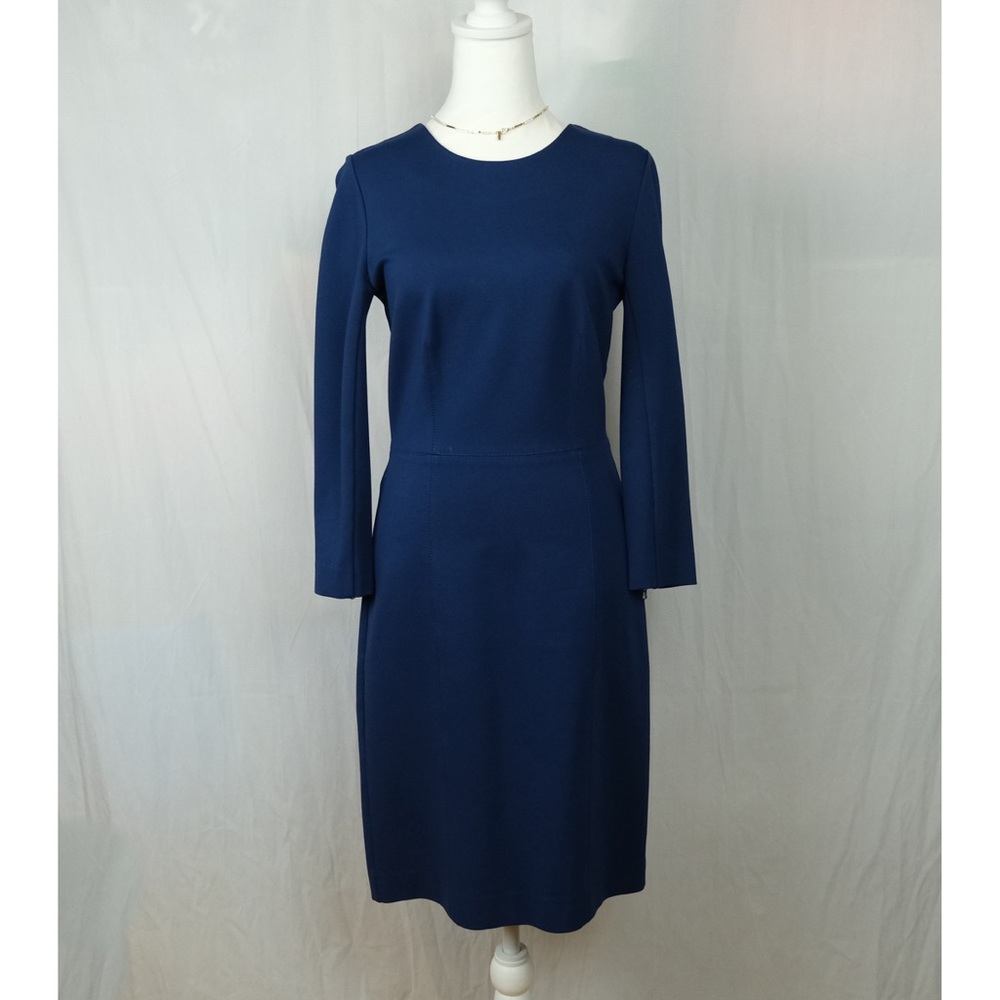 J. crew blue ling sleeve sheath dress. Size 2